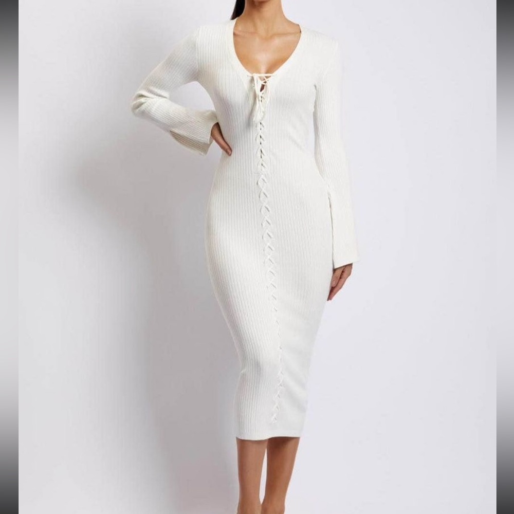 MESHKI MIDI BODYCON WHITE DRESS SIZE XXS like new